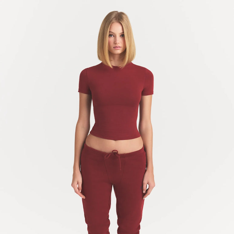COTTON JERSEY T-SHIRT | MERLOT