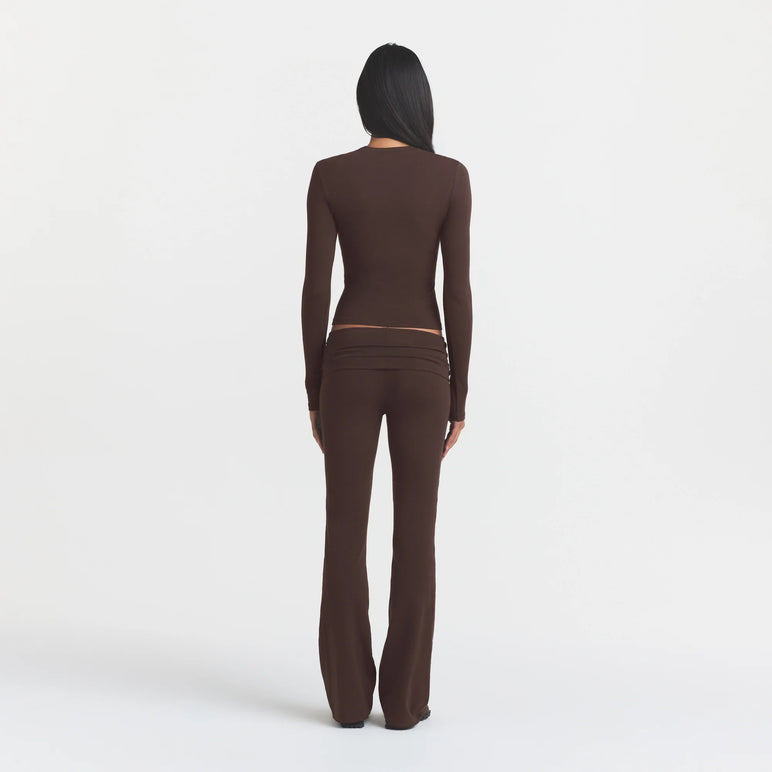 COTTON JERSEY LONG SLEEVE T-SHIRT | ESPRESSO