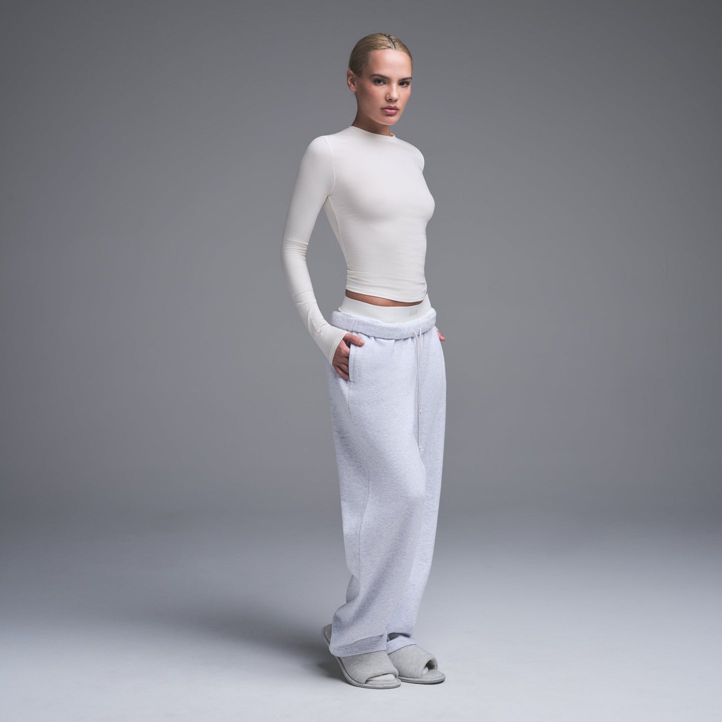 COTTON JERSEY LONG SLEEVE T-SHIRT | MARBLE