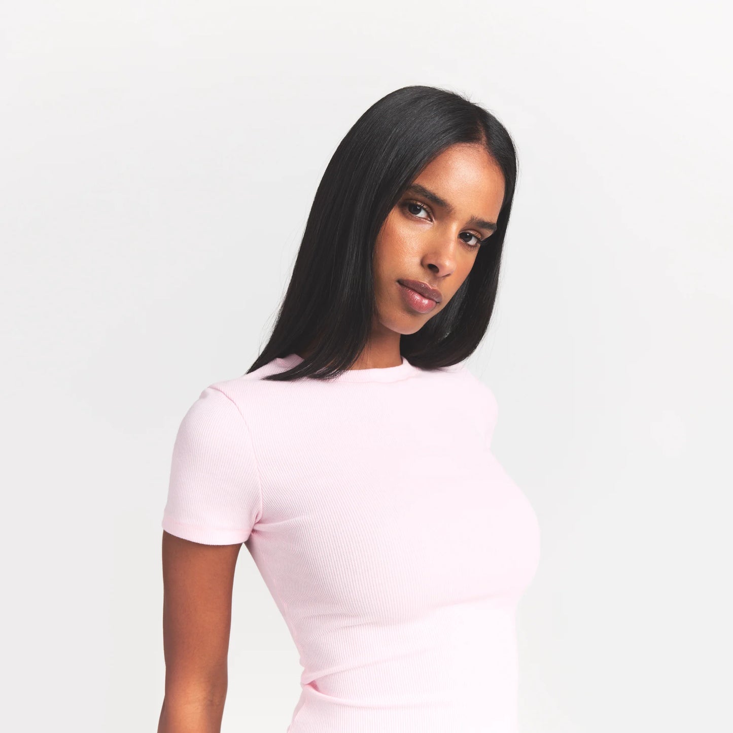 COTTON RIB T-SHIRT | CHERRY BLOSSOM