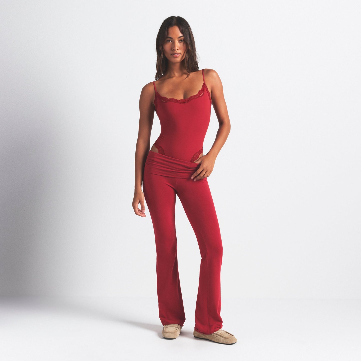 FITS EVERYBODY LACE CAMI BODYSUIT | BRICK