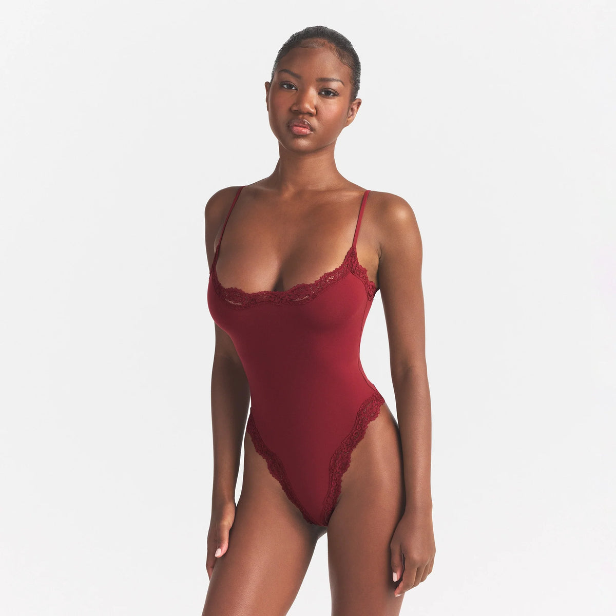 FITS EVERYBODY LACE CAMI BODYSUIT | MERLOT