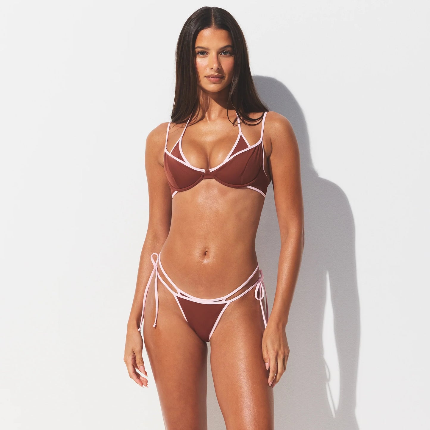 SIGNATURE SWIM LAYERED TIE BIKINI BOTTOM | HENNA CONTRAST