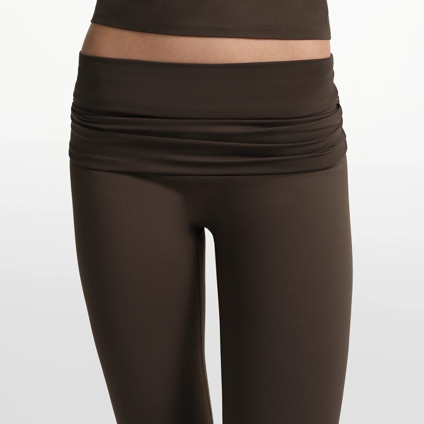 NikeSKIMS MATTE FOLDOVER SLIM FLARE LEGGING | DARK SEPIA