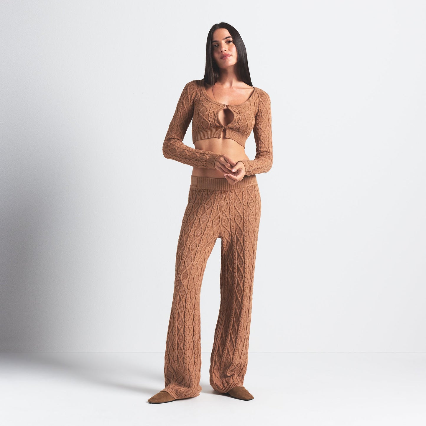 SWEATER KNIT STRAIGHT LEG PANT | DARK HONEY