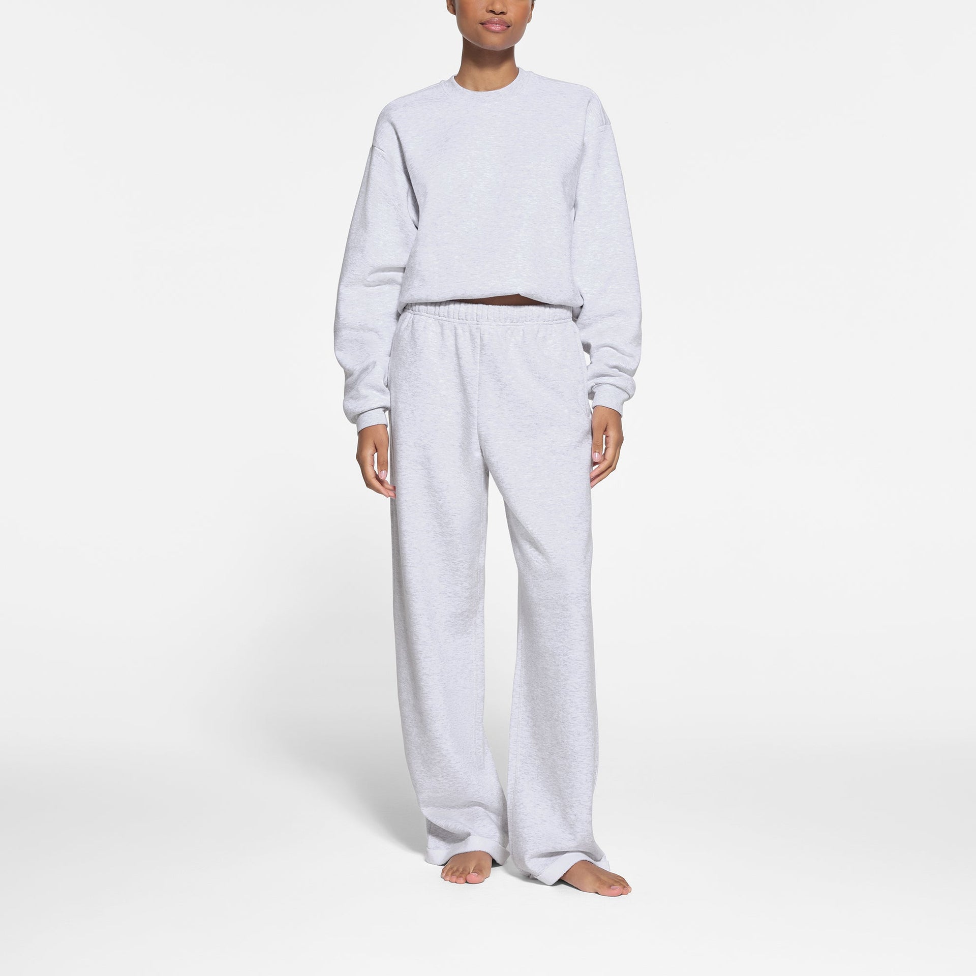 COTTON FLEECE STRAIGHT LEG PANT | LIGHT HEATHER GREY