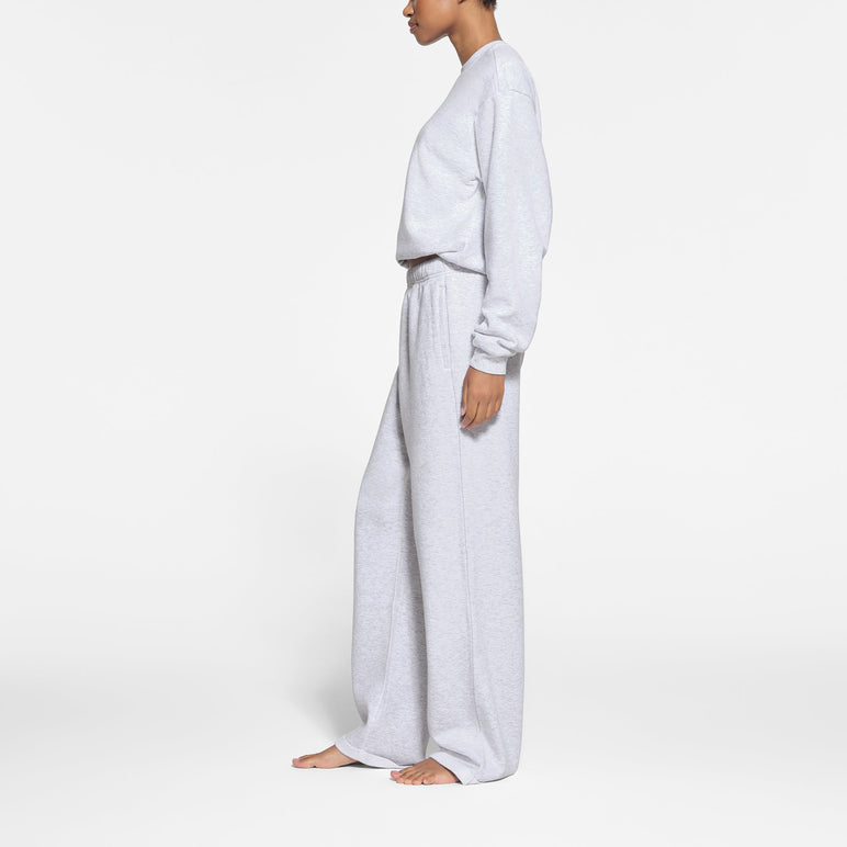 COTTON FLEECE STRAIGHT LEG PANT | LIGHT HEATHER GREY