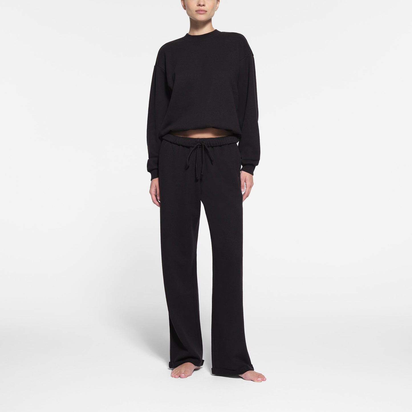 COTTON FLEECE STRAIGHT LEG PANT | ONYX