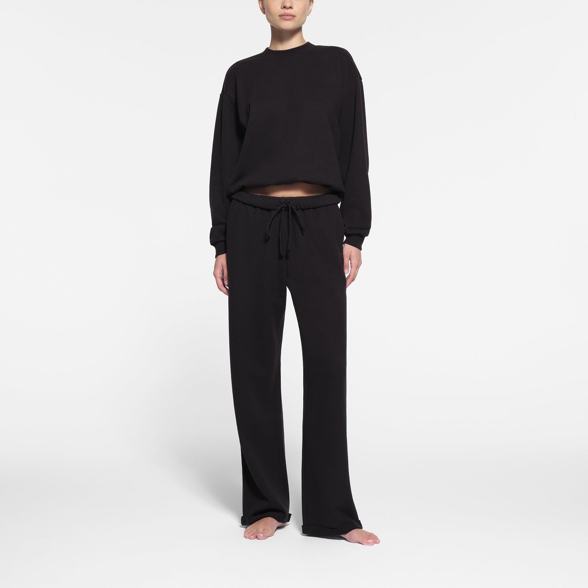COTTON FLEECE STRAIGHT LEG PANT | ONYX