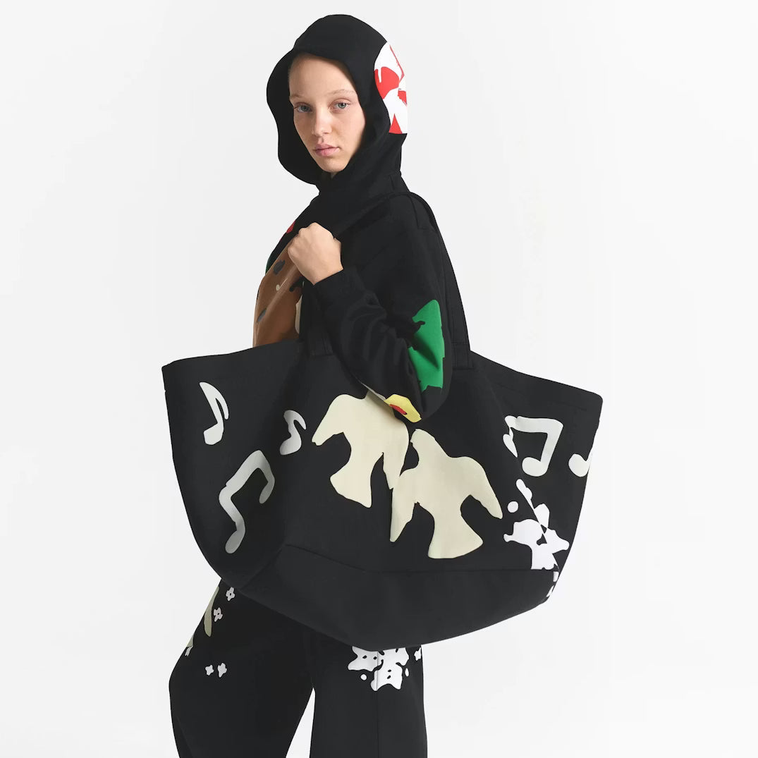 CACTUS PLANT FLEA MARKET X SKIMS COTTON FLEECE JUMBO TOTE | ONYX TEDDY BEAR PRINT