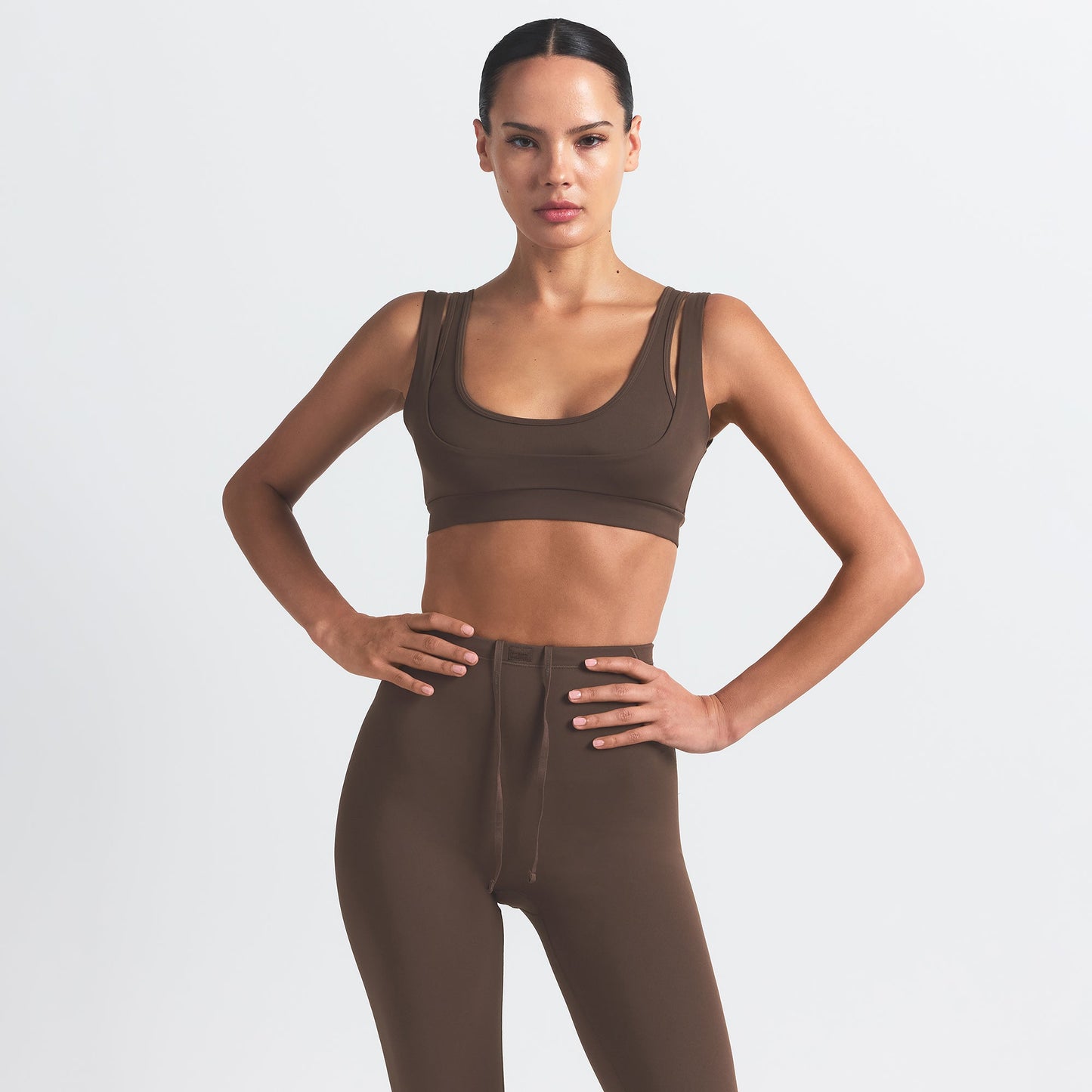 NikeSKIMS MATTE DOUBLE STRAP SCOOP BRA | DARK SEPIA
