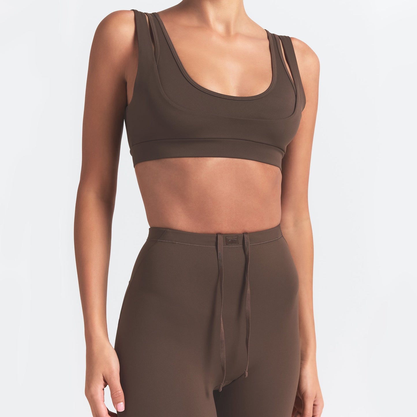 NikeSKIMS MATTE DOUBLE STRAP SCOOP BRA | DARK SEPIA