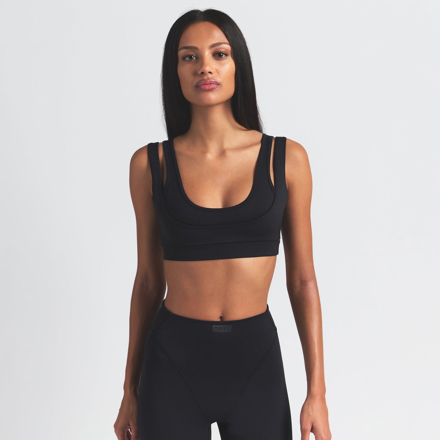 NikeSKIMS MATTE DOUBLE STRAP SCOOP BRA | OBSIDIAN