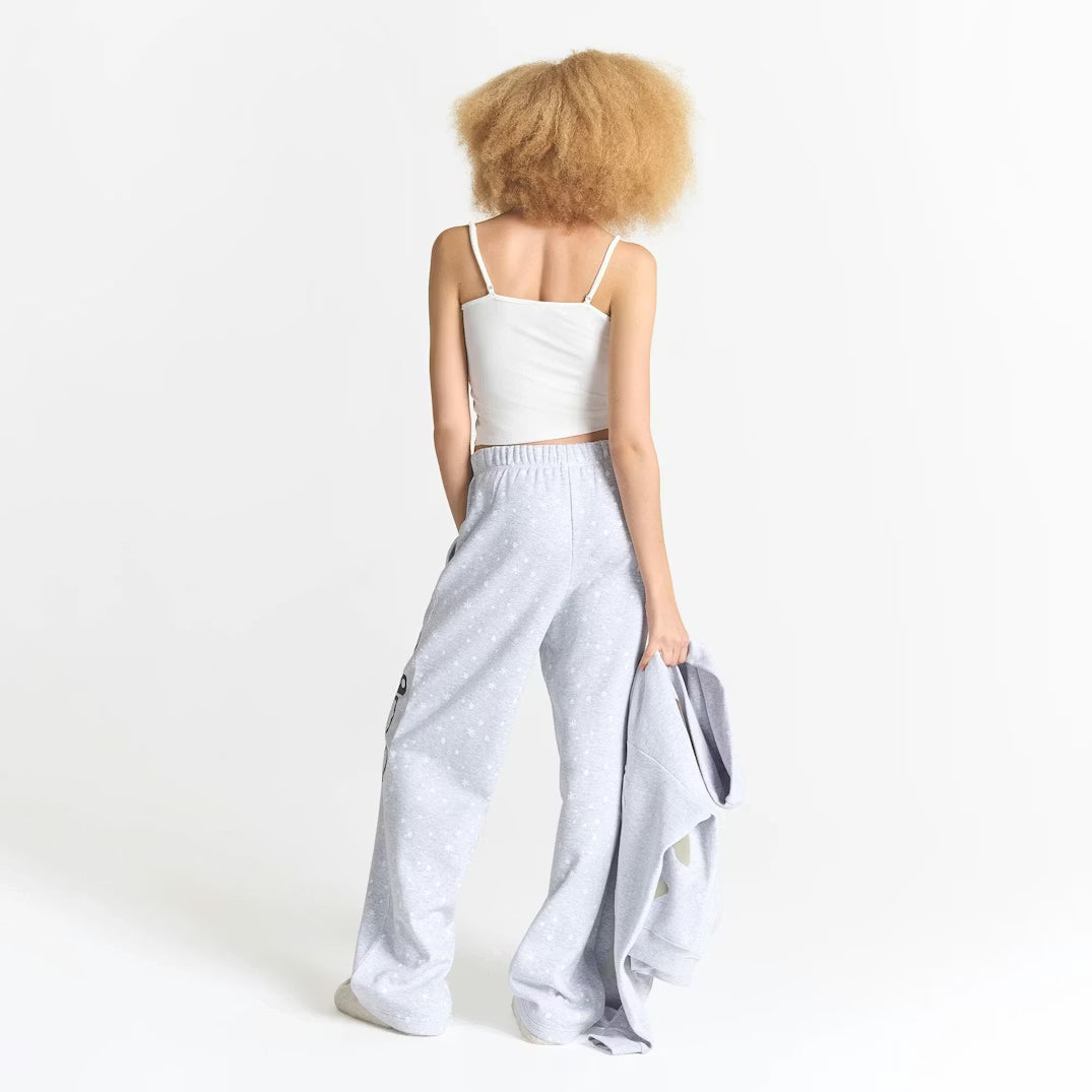 CACTUS PLANT FLEA MARKET X SKIMS COTTON FLEECE STRAIGHT LEG PANT | LIGHT HEATHER GREY SKIMS SNOW PRINT