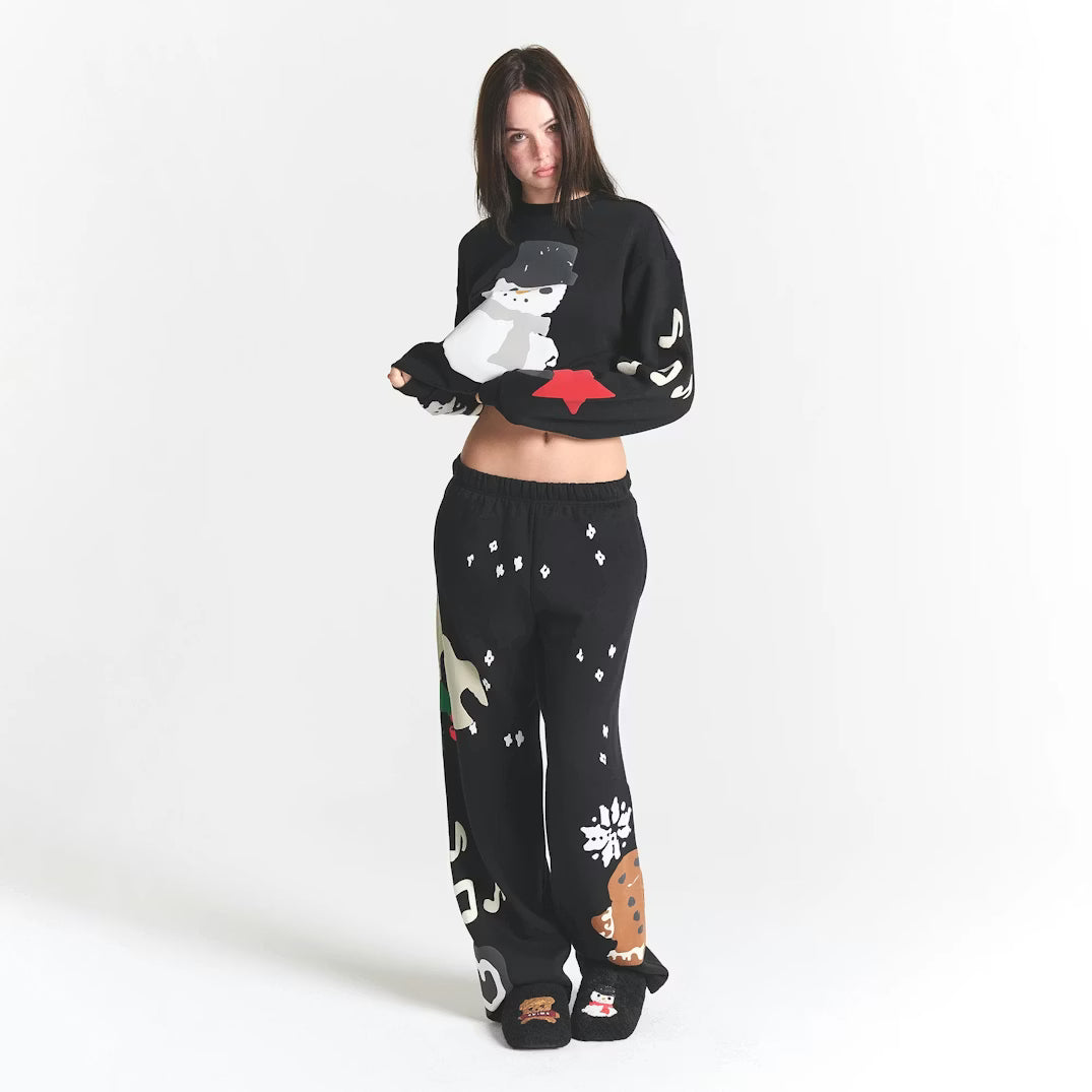 CACTUS PLANT FLEA MARKET X SKIMS COTTON FLEECE STRAIGHT LEG PANT | ONYX GINGERBREAD PRINT