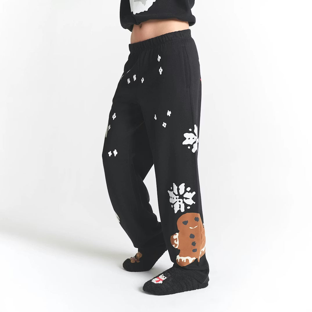 CACTUS PLANT FLEA MARKET X SKIMS COTTON FLEECE STRAIGHT LEG PANT | ONYX GINGERBREAD PRINT