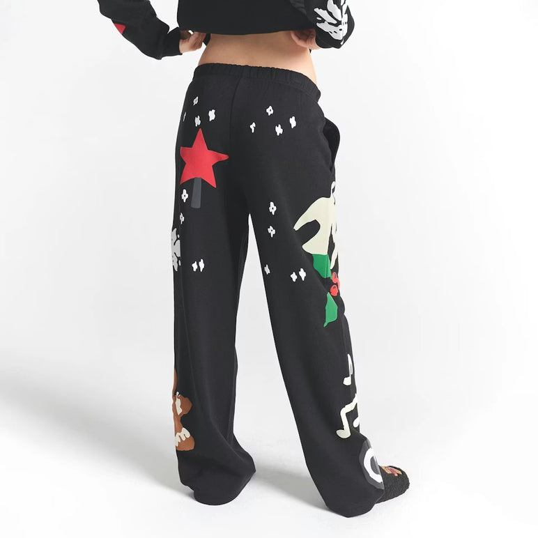 CACTUS PLANT FLEA MARKET X SKIMS COTTON FLEECE STRAIGHT LEG PANT | ONYX GINGERBREAD PRINT