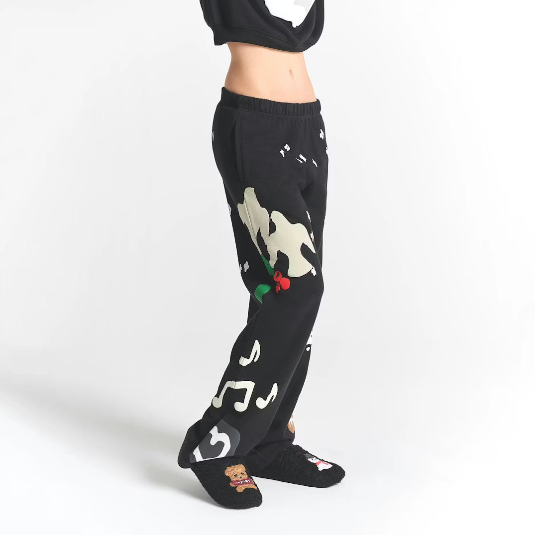 CACTUS PLANT FLEA MARKET X SKIMS COTTON FLEECE STRAIGHT LEG PANT | ONYX GINGERBREAD PRINT