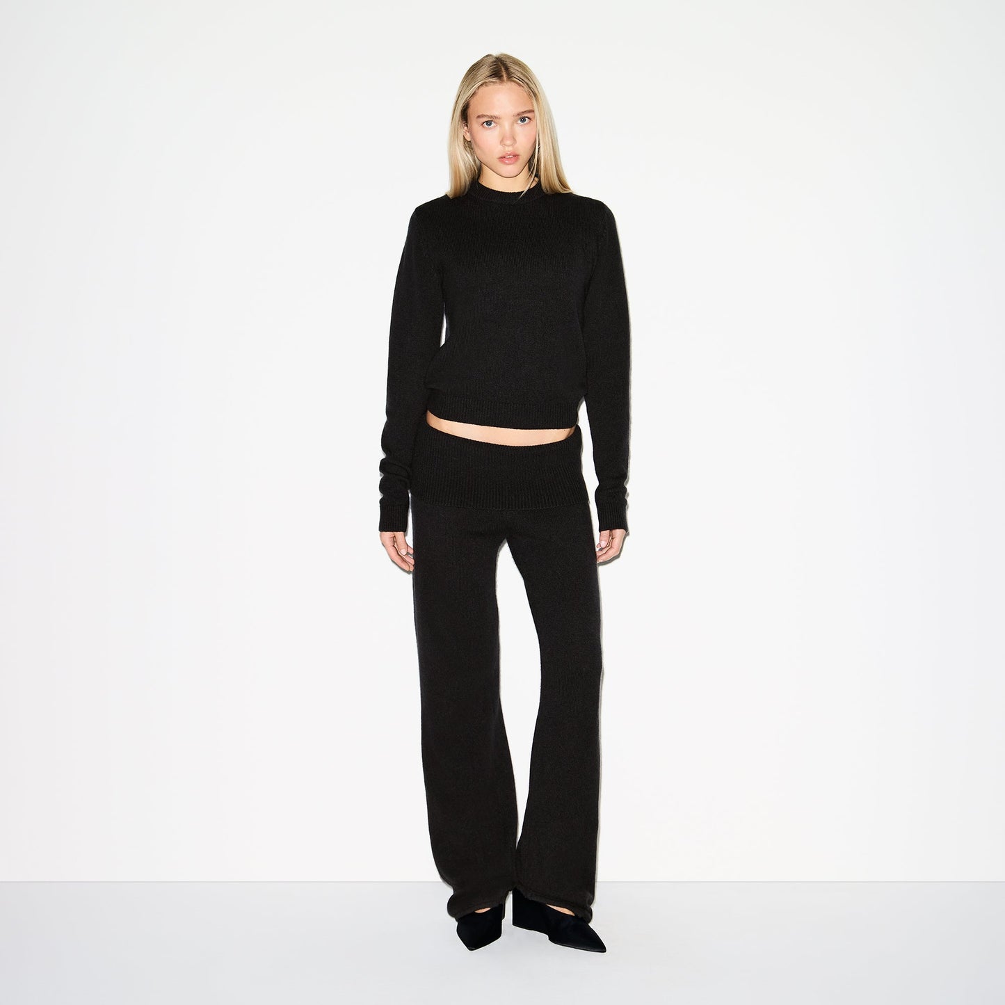WOOL CASHMERE FOLDOVER PANT | ONYX