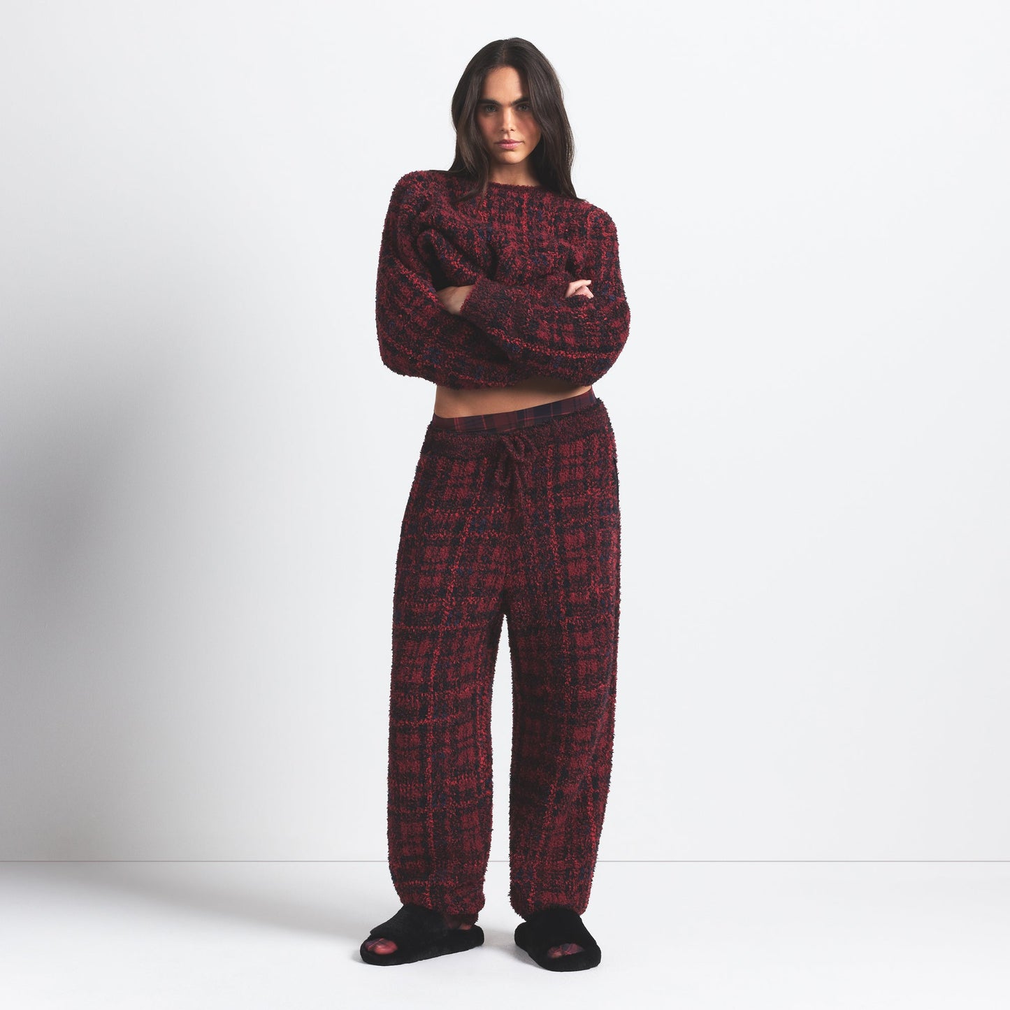COZY OVERSIZED JOGGER | MERLOT NAVY PLAID