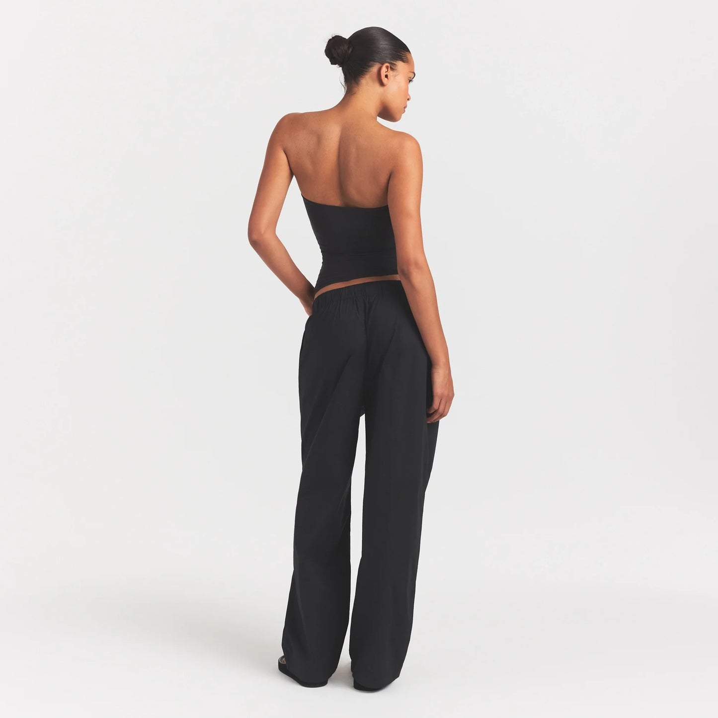 WOVEN COTTON OVERSIZED STRAIGHT LEG PANT | ONYX