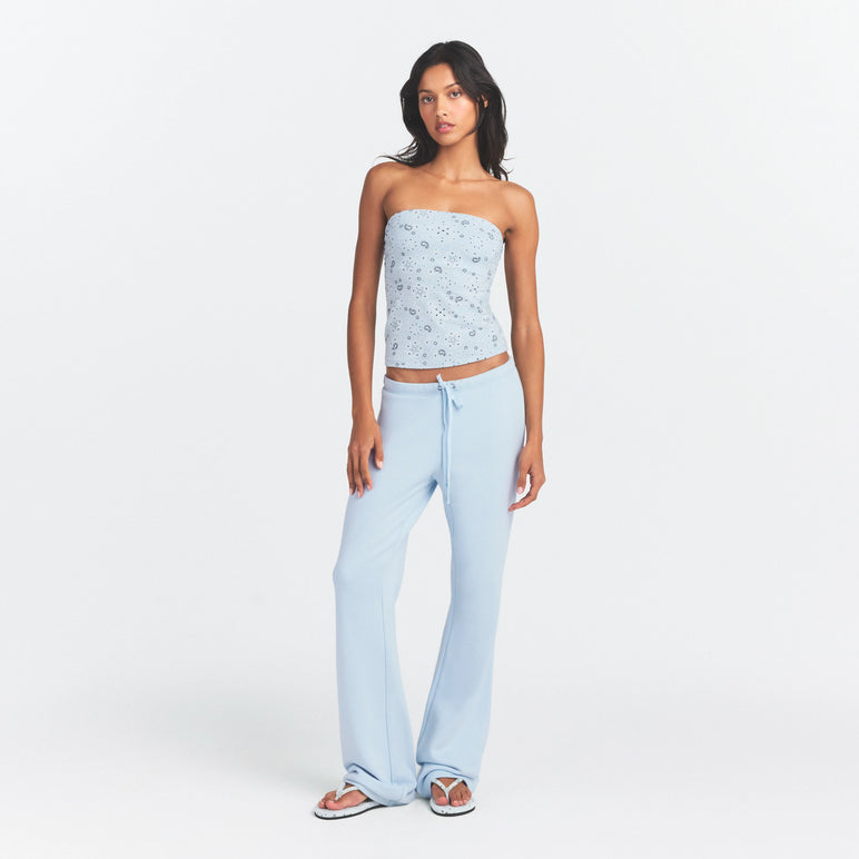 DRAPEY FRENCH TERRY STRAIGHT LEG PANT | POWDER BLUE