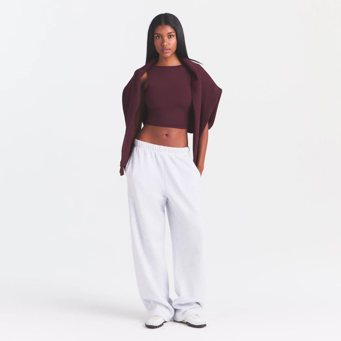 COTTON FLEECE CLASSIC STRAIGHT LEG PANT | LHG ARCHED SKIMS PLAID