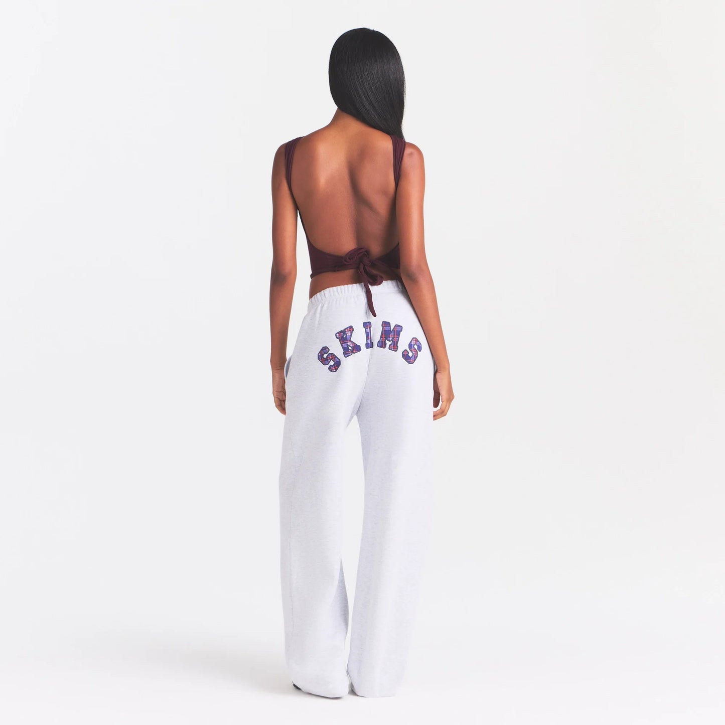 COTTON FLEECE CLASSIC STRAIGHT LEG PANT | LHG ARCHED SKIMS PLAID