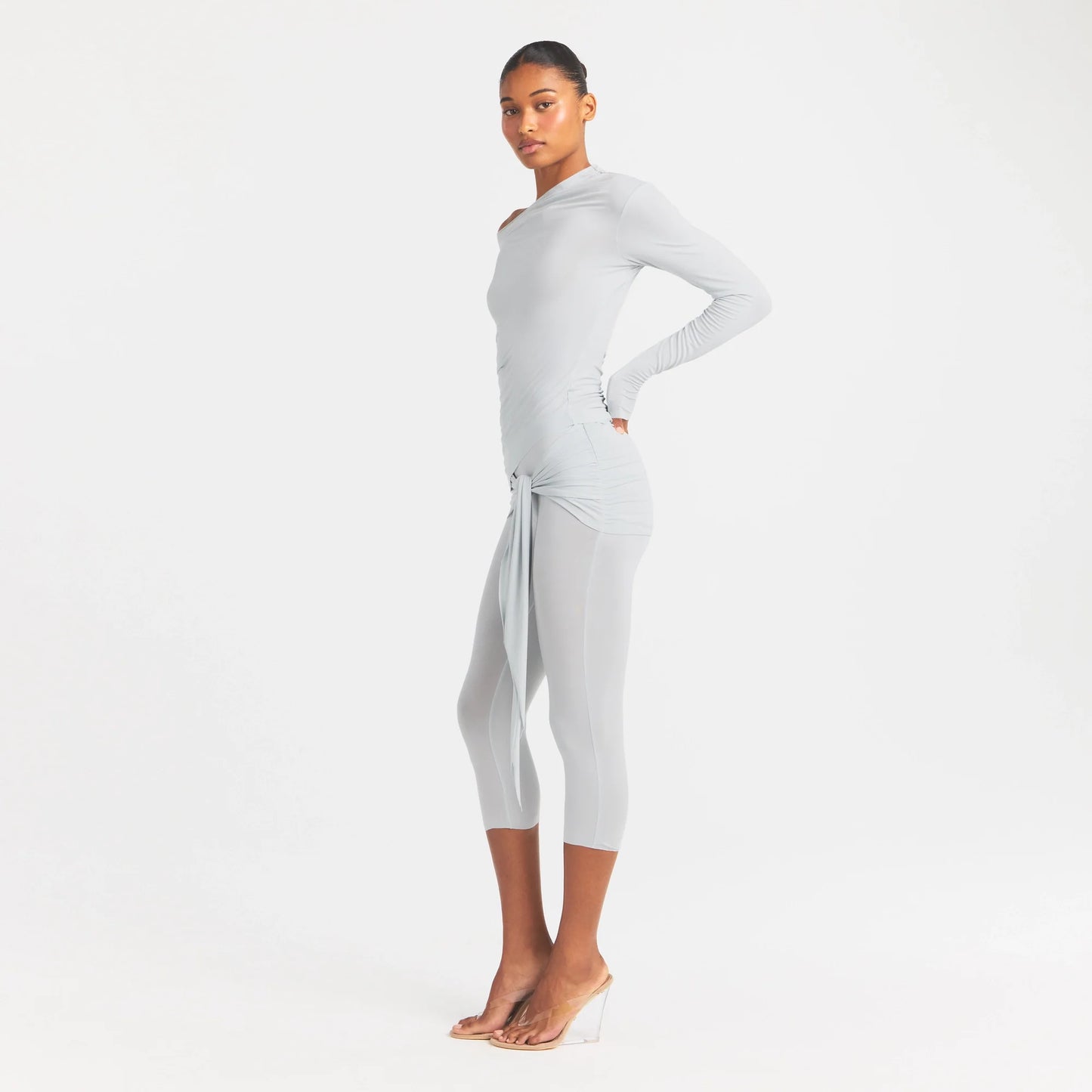 CUPRO JERSEY WRAP CAPRI | PEARL
