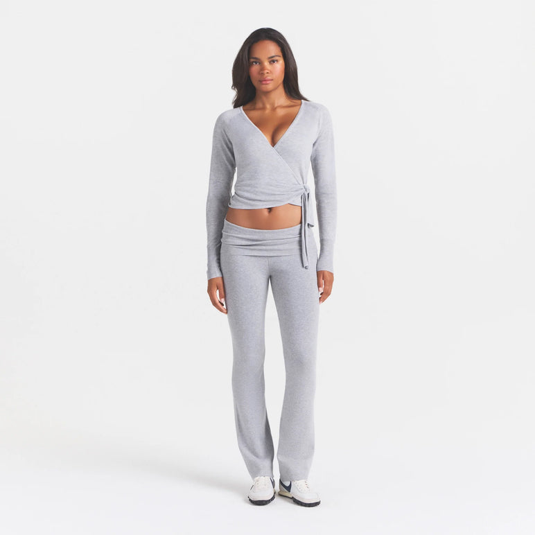 ESSENTIAL KNIT FOLDOVER PANT | MID HEATHER GREY