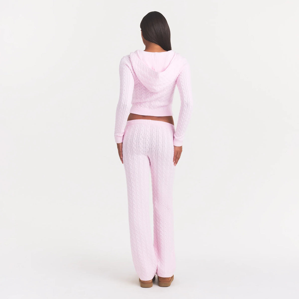 SWEATER KNIT CABLE STRAIGHT LEG PANT | CHERRY BLOSSOM