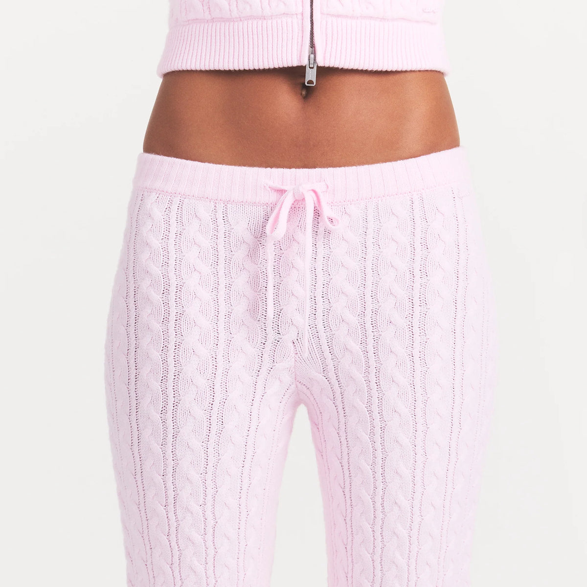 SWEATER KNIT CABLE STRAIGHT LEG PANT | CHERRY BLOSSOM