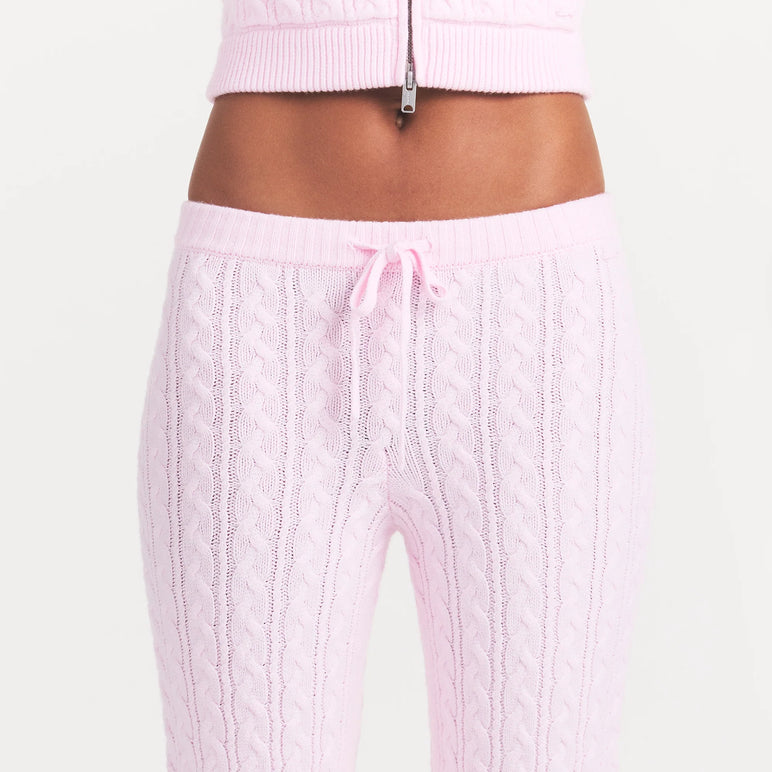 SWEATER KNIT CABLE STRAIGHT LEG PANT | CHERRY BLOSSOM