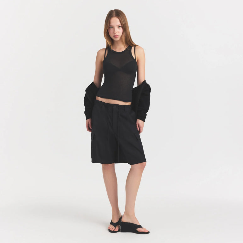 WOVEN COTTON OVERSIZED CARGO SHORT | ONYX
