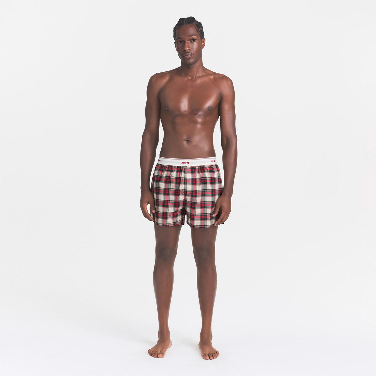 COTTON POPLIN MENS LOGO BAND BOXER | BUFF MINI MONTGOMERY CHECK