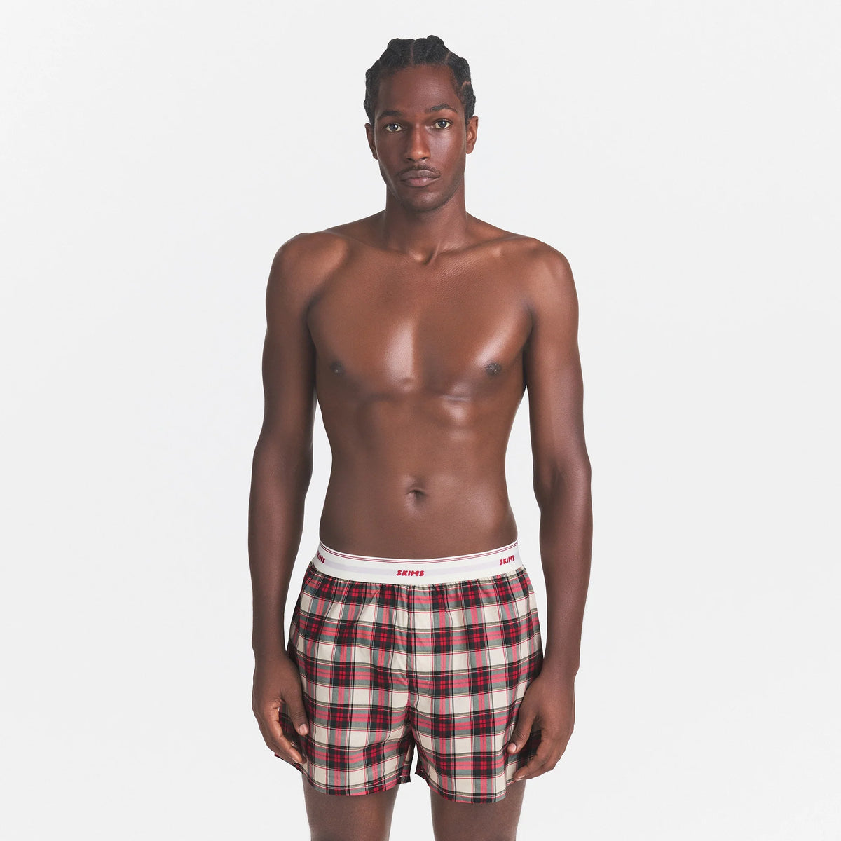 COTTON POPLIN MENS LOGO BAND BOXER | BUFF MINI MONTGOMERY CHECK