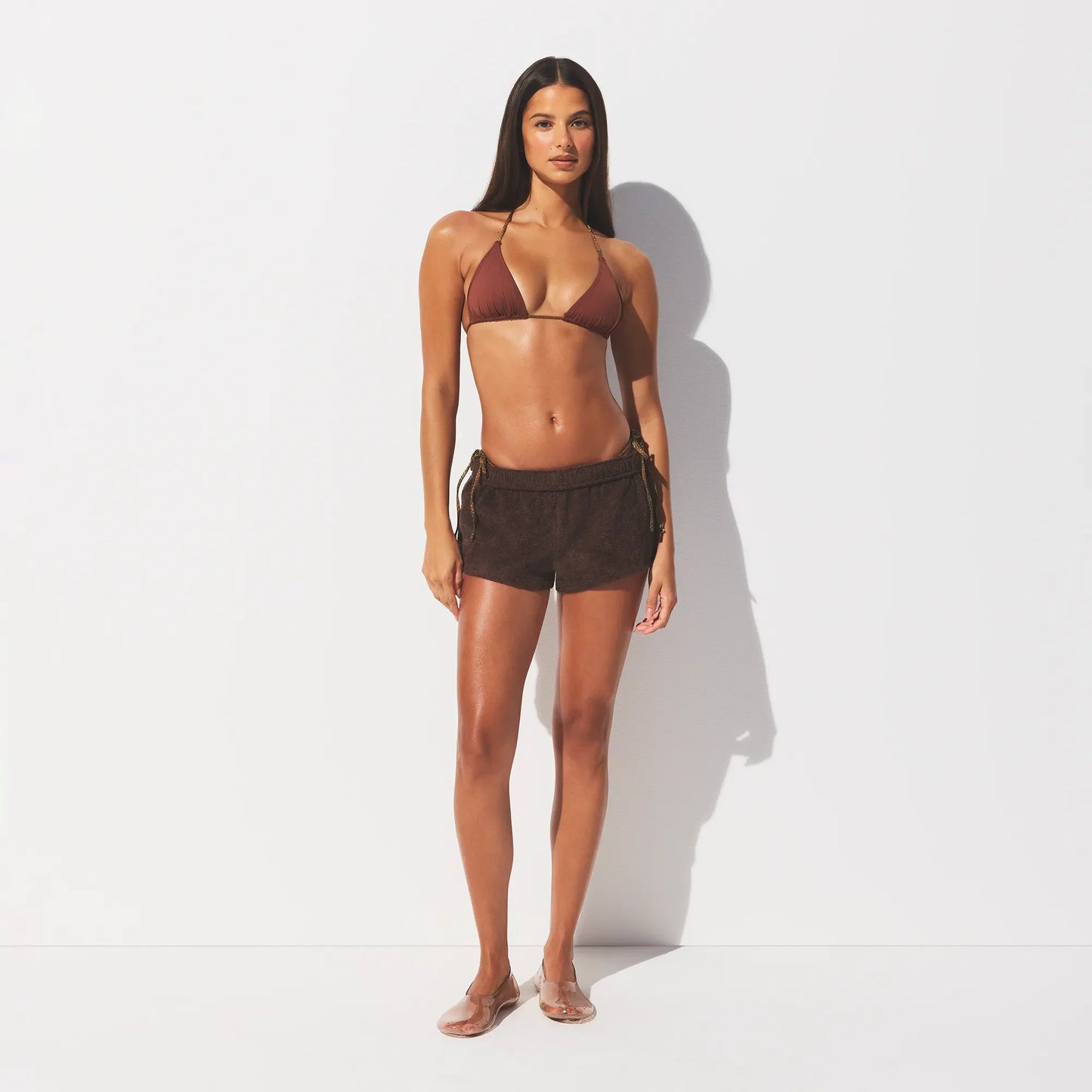 TERRY COVER-UPS FOLDOVER SHORT | DARK SEPIA