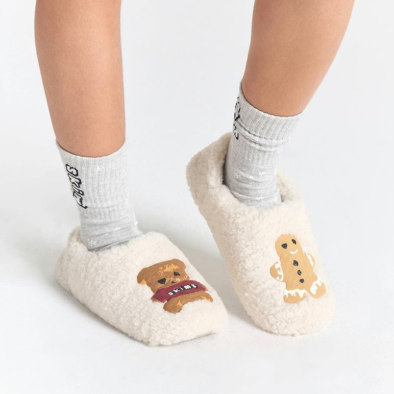 CACTUS PLANT FLEA MARKET X SKIMS SHERPA SLIPPER | MARBLE TEDDY BEAR PRINT
