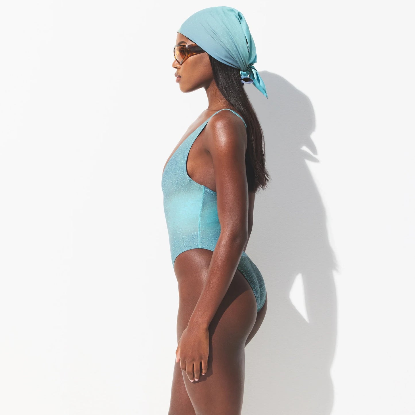 MESH COVER-UPS SATIN HEADSCARF | CYAN FK OMBRE PRINT