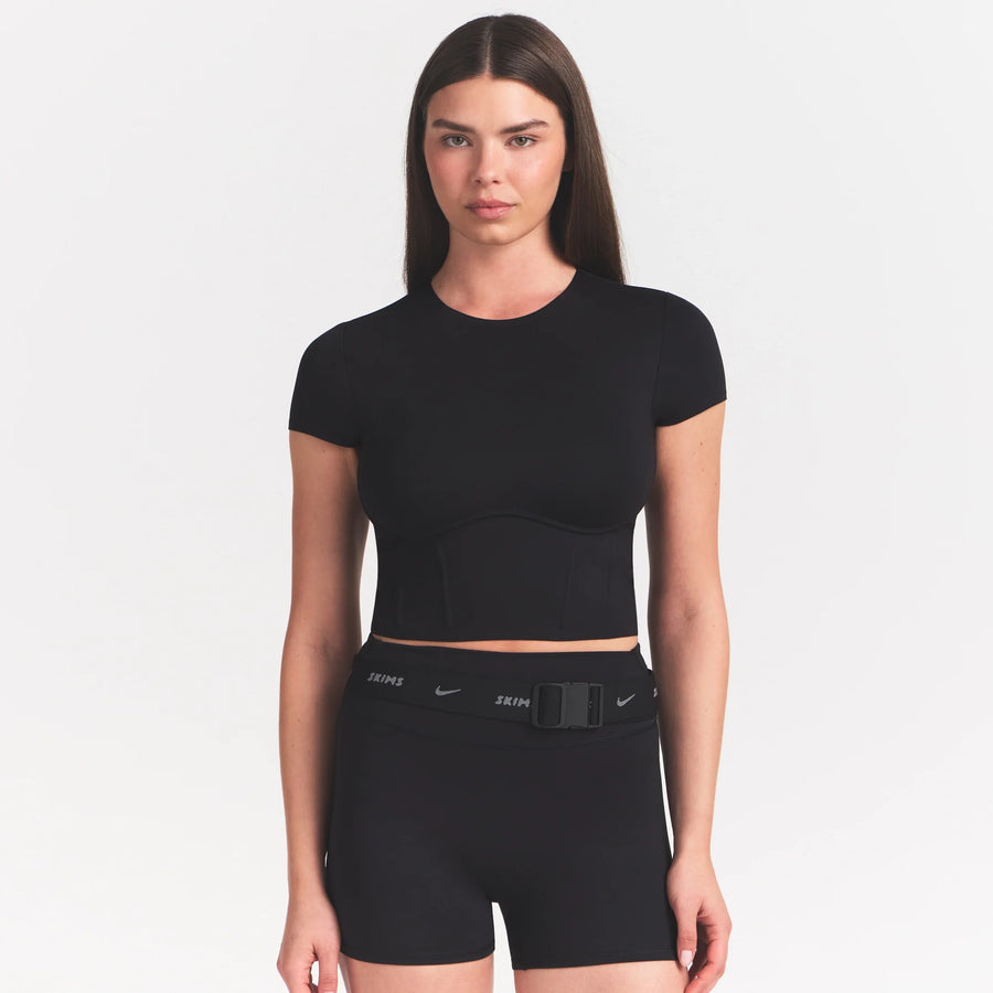 NikeSKIMS MATTE CROPPED CORSET TEE | OBSIDIAN