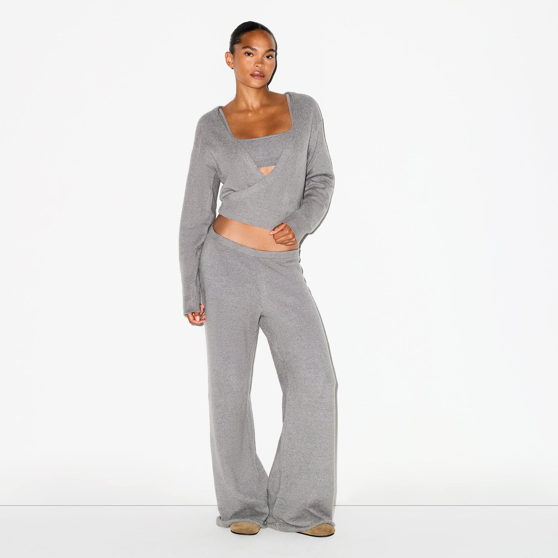 TEXTURED KNIT RELAXED PANT | DARK HEATHER GREY