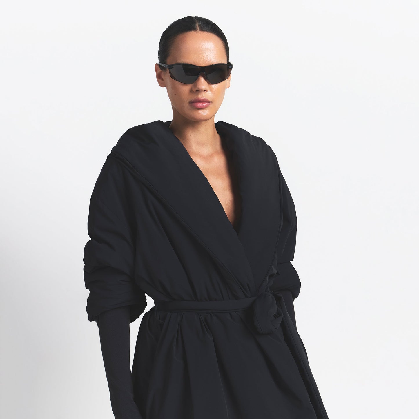 NikeSKIMS WOVEN NYLON WRAP COAT | OBSIDIAN