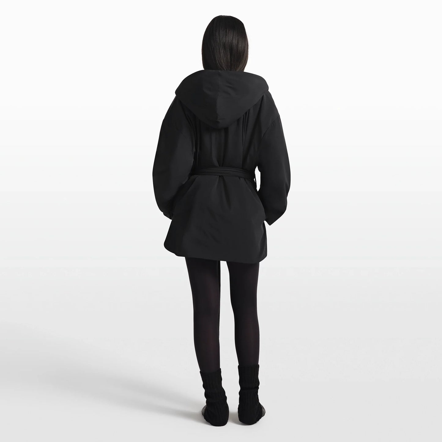 NikeSKIMS WOVEN NYLON WRAP COAT | OBSIDIAN