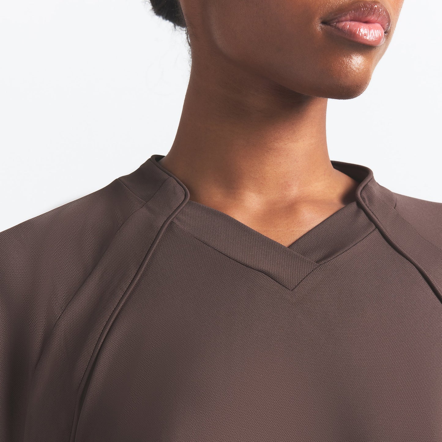 NikeSKIMS AIRY V-NECK OVERSIZED LONG SLEEVE TOP | DARK SEPIA