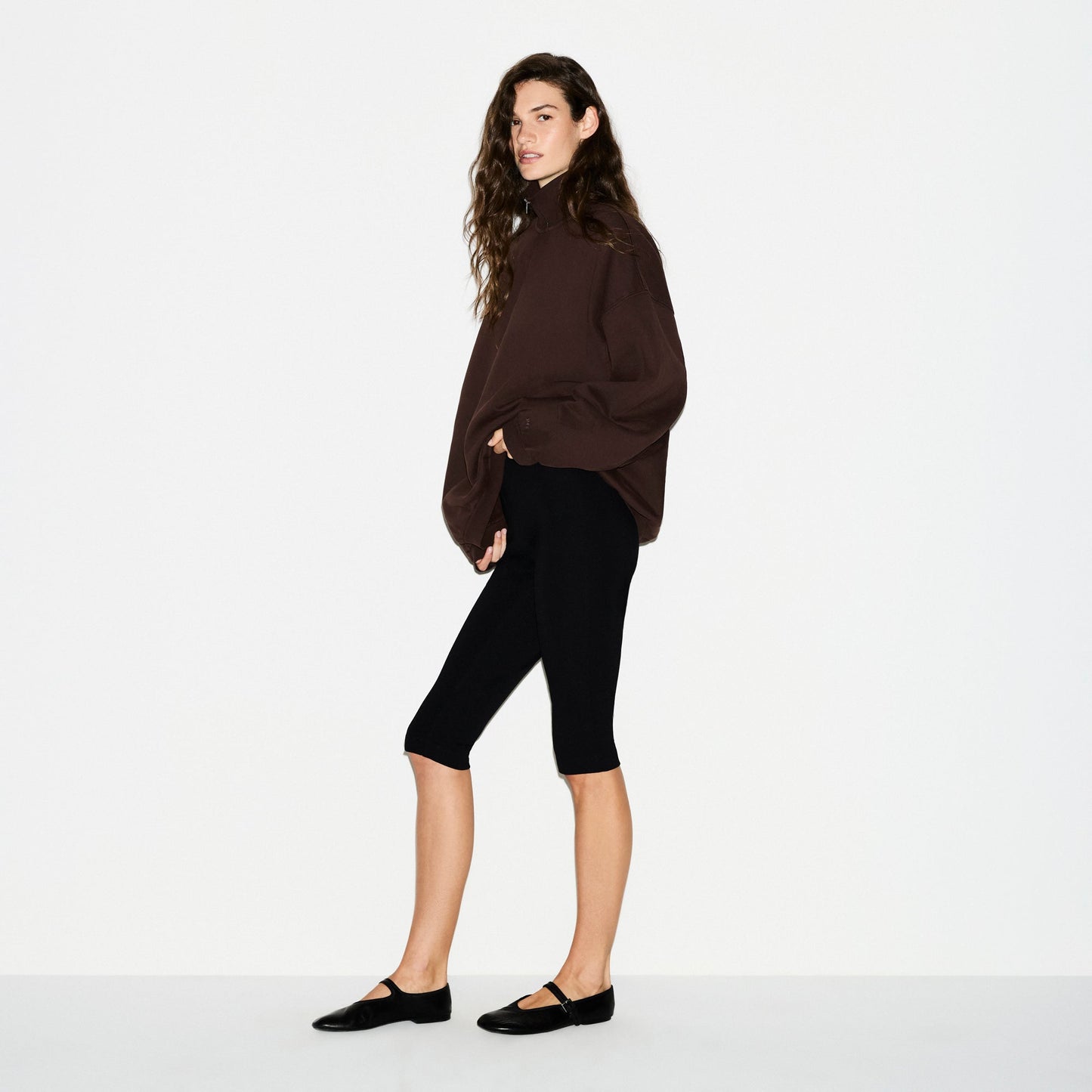 BOYFRIEND FLEECE OVERSIZED HALF ZIP | ESPRESSO