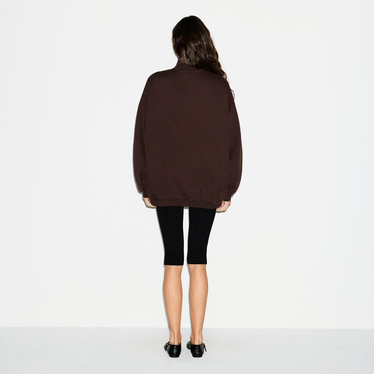BOYFRIEND FLEECE OVERSIZED HALF ZIP | ESPRESSO