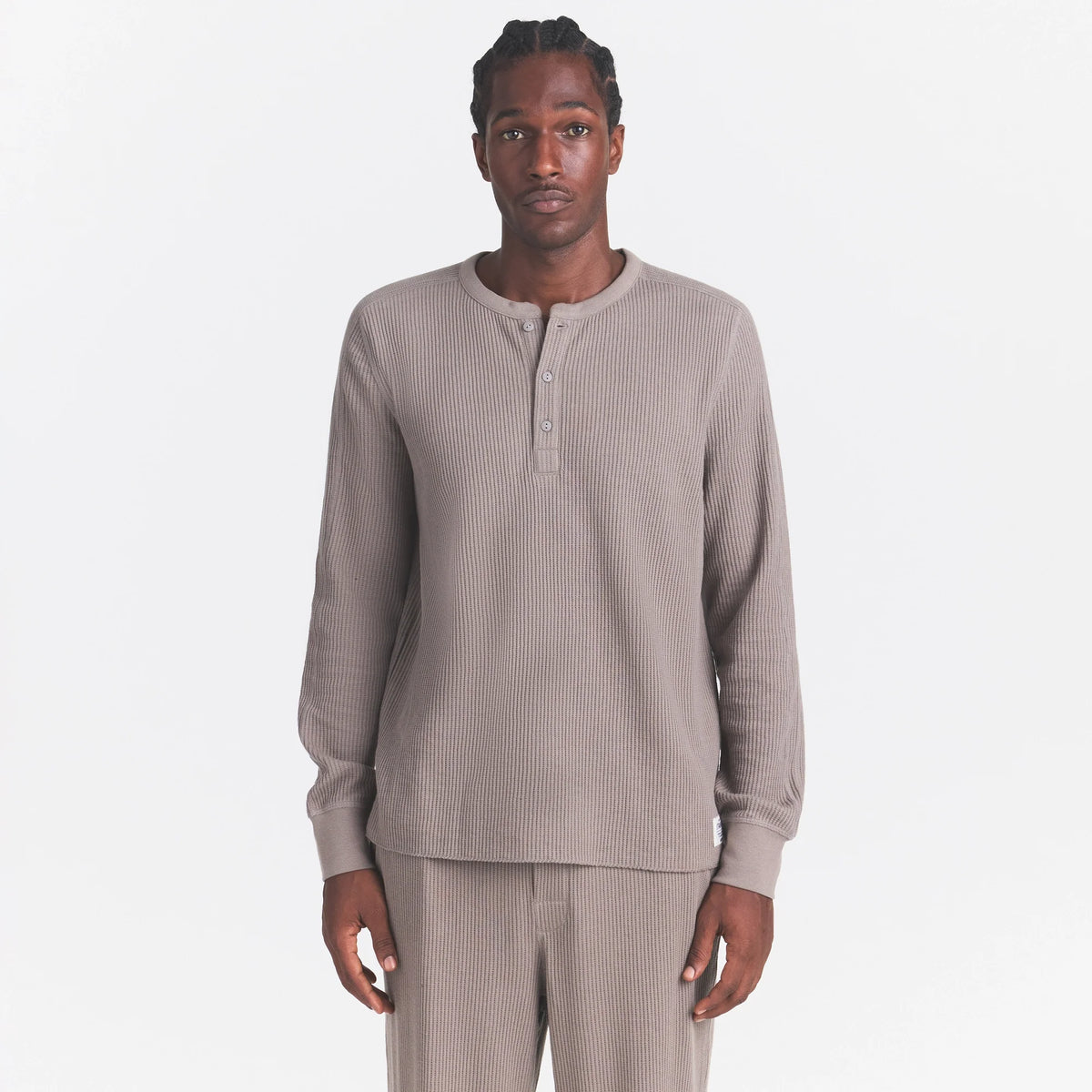 WAFFLE MENS LONG SLEEVE TOP | MINK