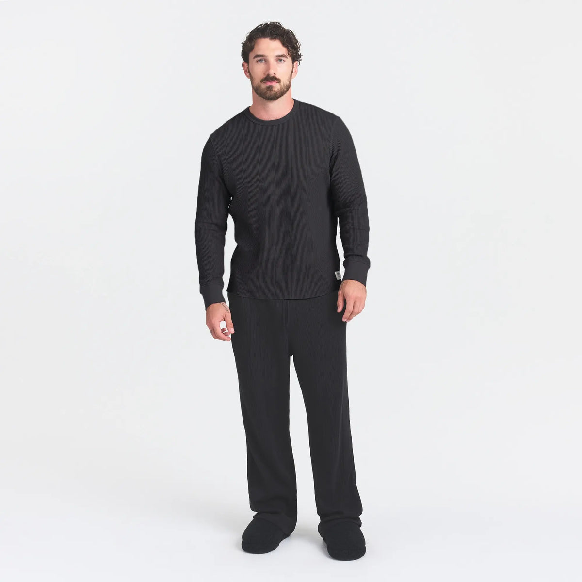 WAFFLE MENS LONG SLEEVE TOP | ONYX