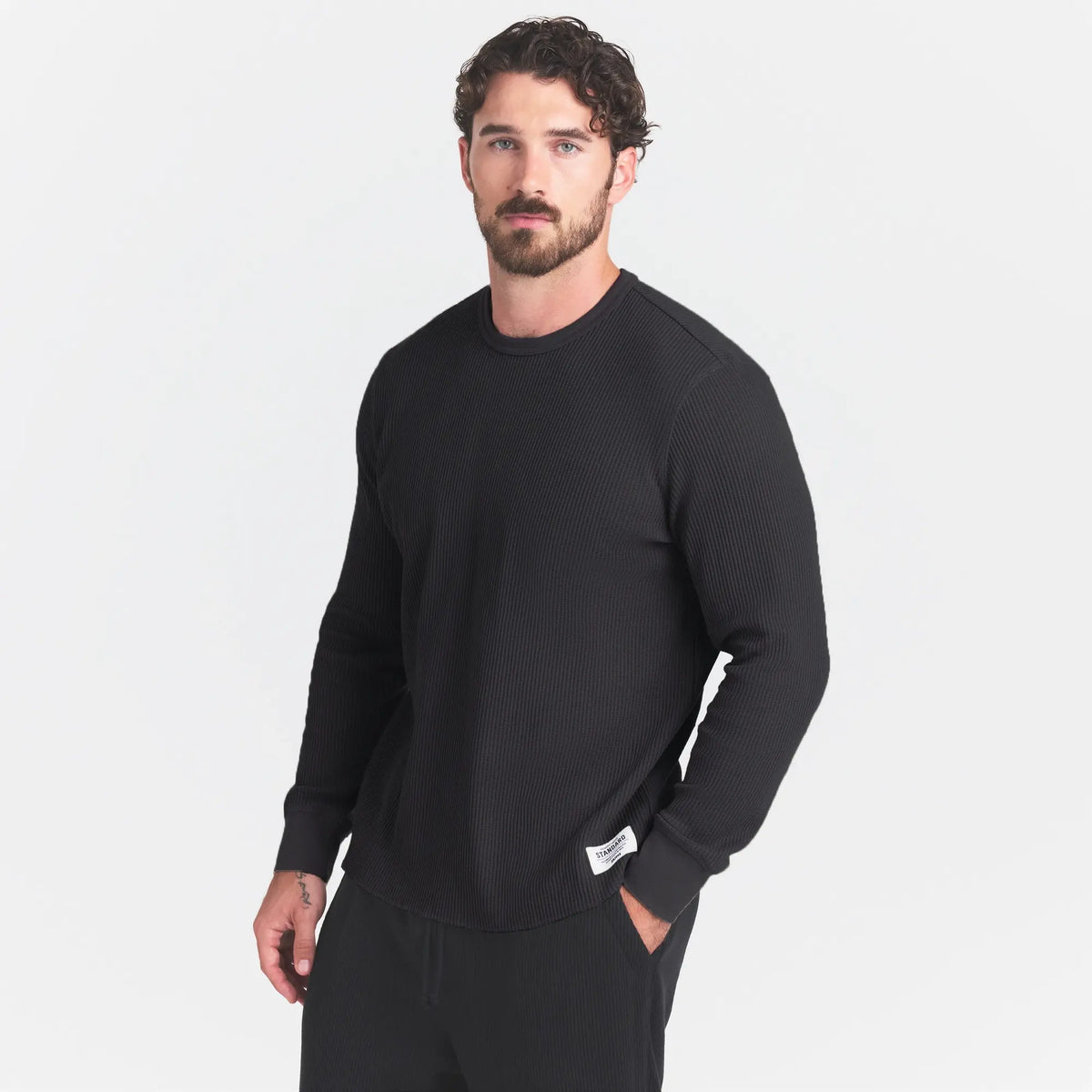WAFFLE MENS LONG SLEEVE TOP | ONYX