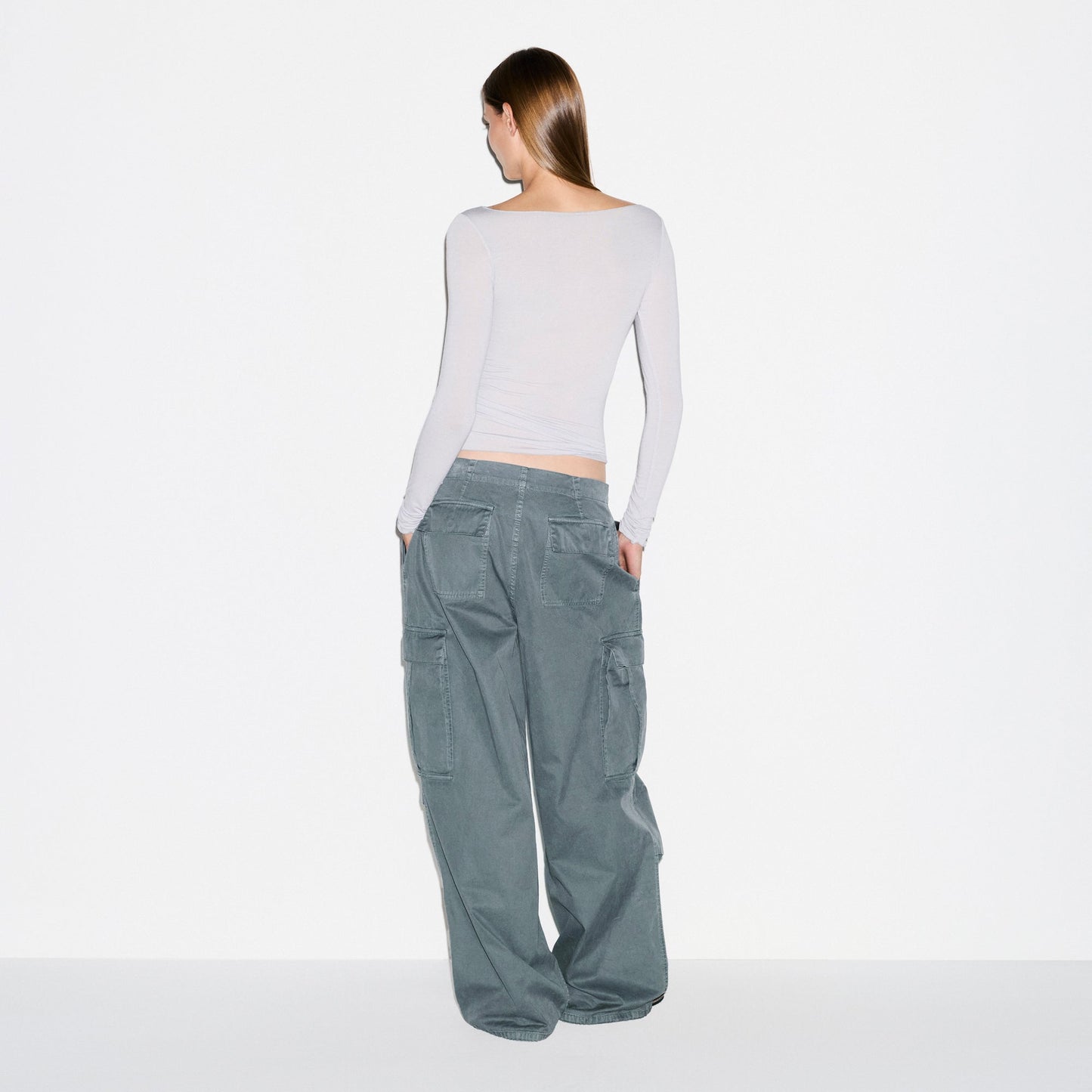 SHEER MODAL LONG SLEEVE BOATNECK TOP | MIST